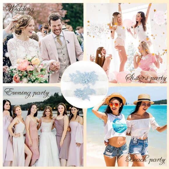 🆕Women Blue Garters Bride Wedding Garter Thigh Wedding Garter Set for Brid - Picture 6 of 6